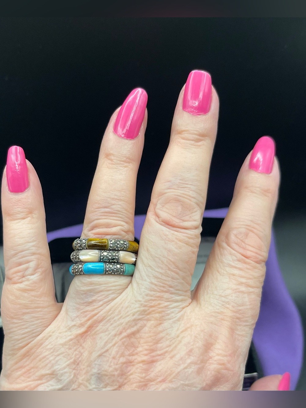Set a vintage SS suspicion, QVC stack rings, art deco revival 90’s … 10.6 g - Picture 7 of 13